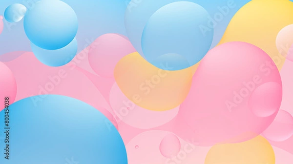 Fototapeta Playful Bubbles Design, Pastel Pink and Blue, Cheerful Abstract Background with Copy Space