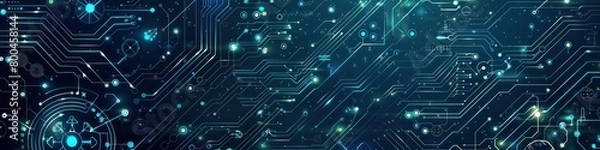 Fototapeta electrical engineering abstract banner design with dark blue background