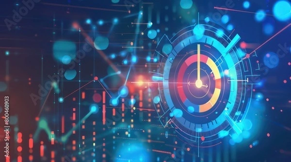 Obraz business targeting goals abstract background with dynamic colorful graphic elements