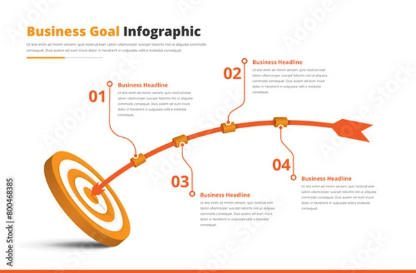 Fototapeta Business goal and strategy presentation circular target infographic template with arrow