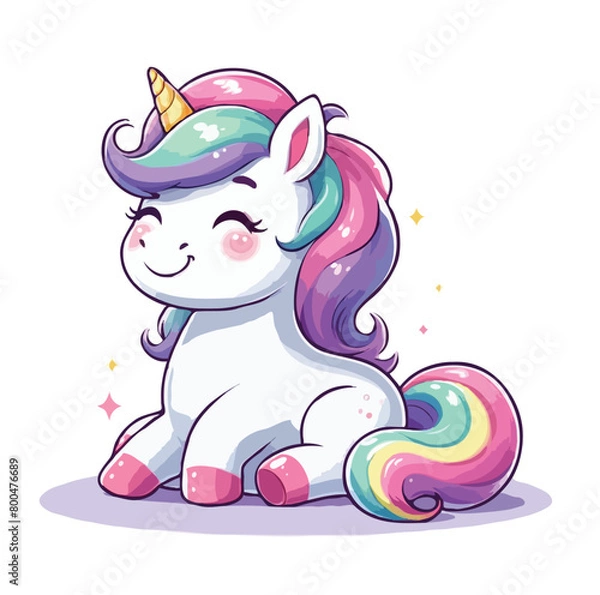 Obraz Cute unicorn vector cartoon illustration