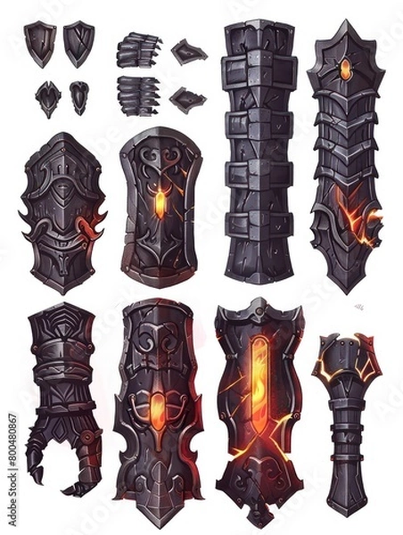 Obraz dark fire greaves armor game asset icons