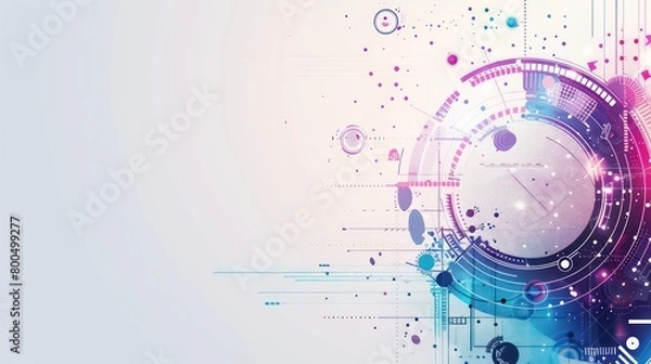 Fototapeta digital smart technology abstract wallpaper with simple and high-tech one-sided graphics on a white background