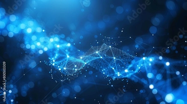 Fototapeta Abstract blue science technology background with molecules