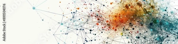 Fototapeta analytics and statistics banner with digital visualization of data through connect dots