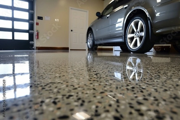 Obraz Meticulously crafted epoxy garage floor, offering a detailed and immersive view