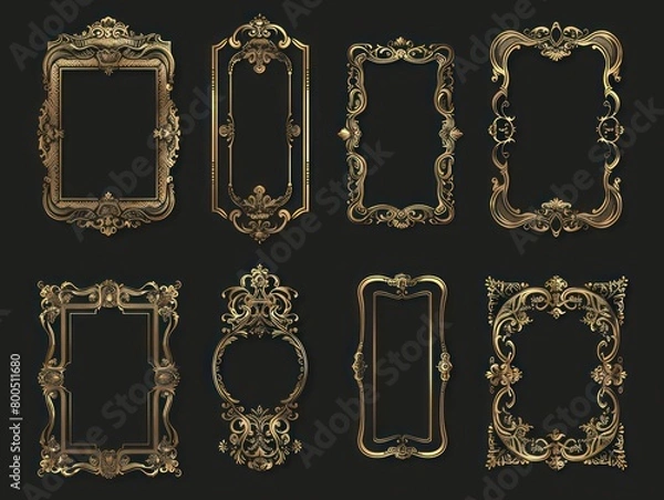 Fototapeta decorative ornamental frames set illustration with a vintage look and isolated from the background
