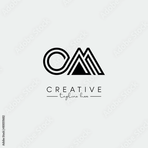 Obraz Abstract Unique Letter OM MO Initial Based Stylish Line Logo Design Vector.