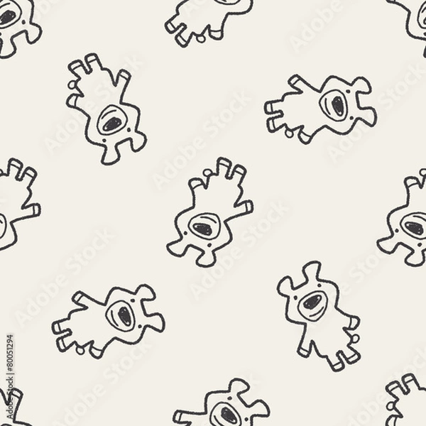 Fototapeta Doodle Bear Doll seamless pattern background