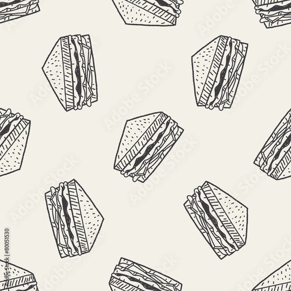 Fototapeta Doodle Sandwich seamless pattern background