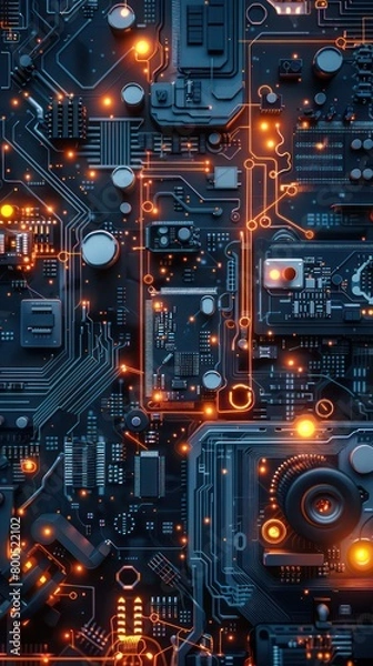 Fototapeta digital circuit board wallpaper with intricate and realistic details