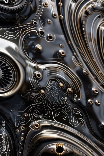 Fototapeta mechanic metallic gears background, realistic and detailed