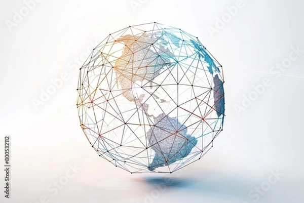 Fototapeta Geometric Global Infra Networks: Abstract Interconnectivity