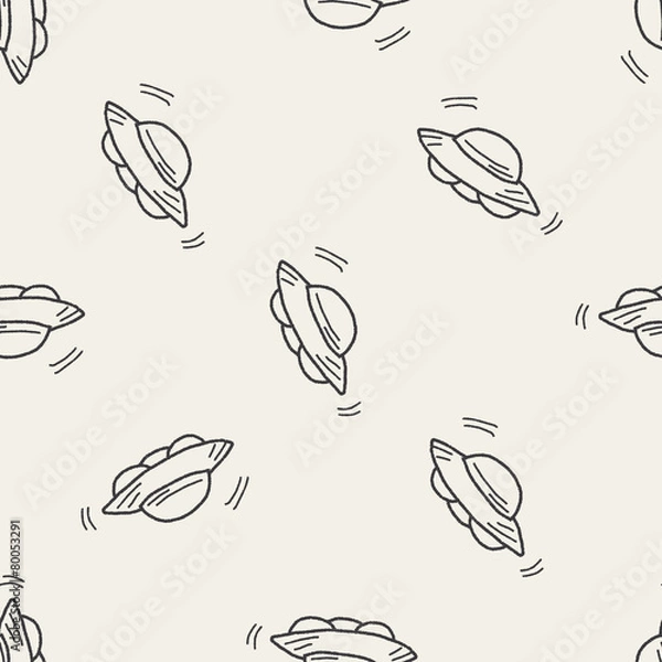 Fototapeta Doodle Ufo seamless pattern background