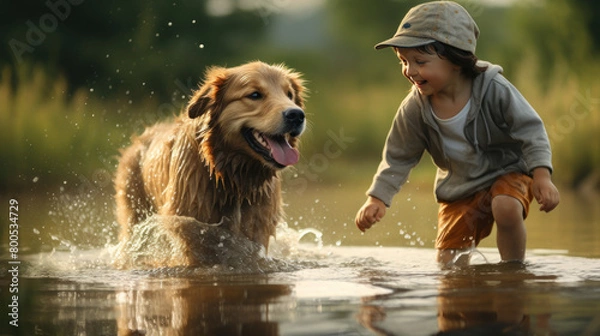 Obraz person playing with his dog