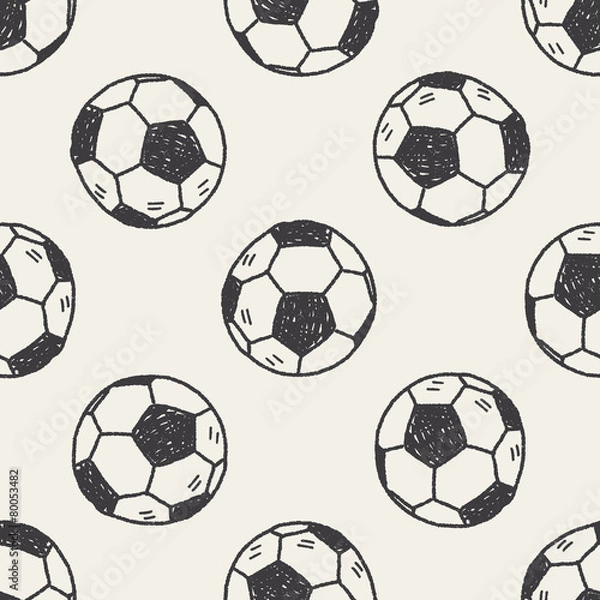 Fototapeta Doodle soccer seamless pattern background
