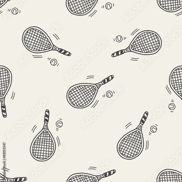 Fototapeta Doodle Tennis racket seamless pattern background