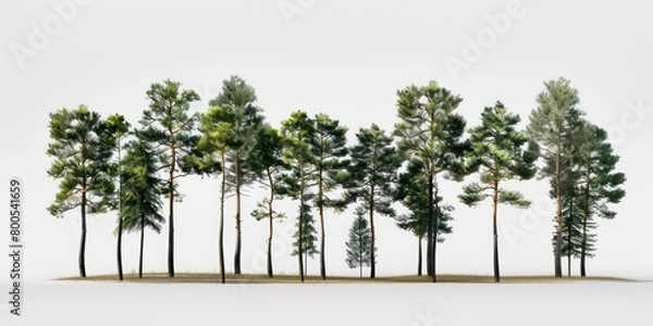Fototapeta tall tree line isolated on a white background