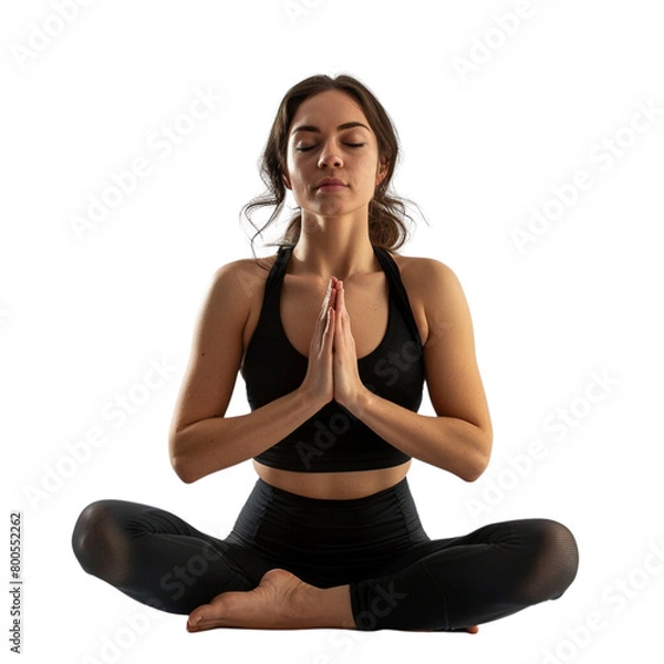 Obraz Woman yoga on transparent background. Ai generated