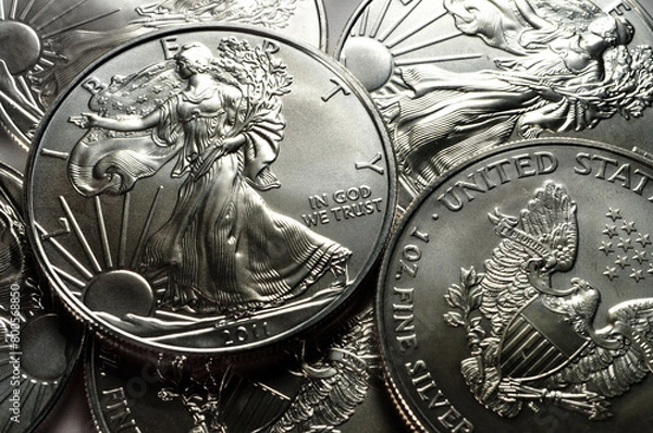 Obraz two U.S. Silver Eagle coins