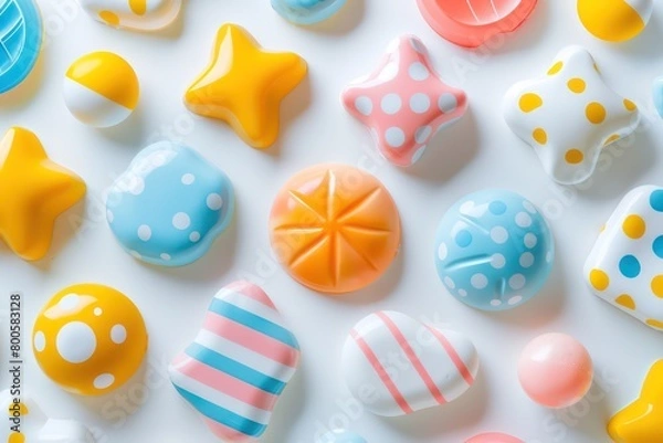 Fototapeta children friendly pattern with light pastel colors on a white background