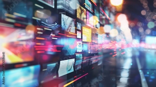 Fototapeta marketing wallpaper with several and dynamic shapes and materials 
