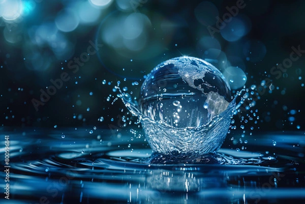 Fototapeta Abstract hi tech collaboration on Earth focusing on sustainable solutions to the global water crisis  