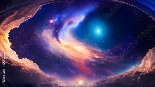 Obraz Spectacular outer glowing space background including Earth planet