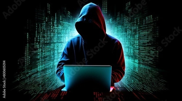 Fototapeta person hacking a computer, hacker