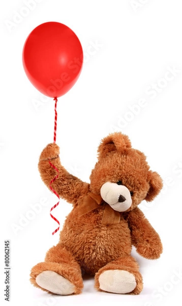 Obraz Słodki misie trzymający czerwony balon