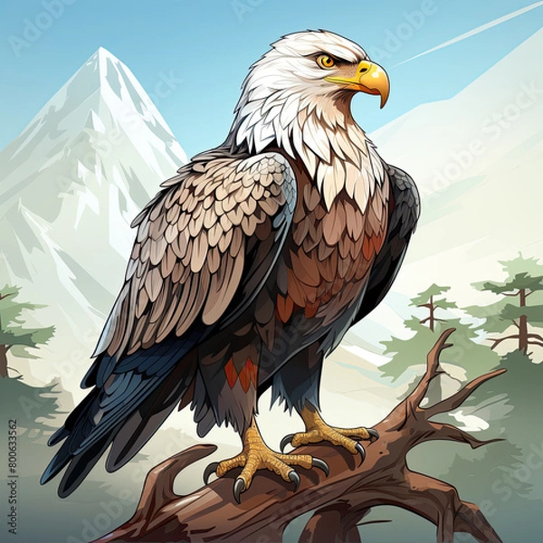 Fototapeta Watercolor Hawk vector, clipart Illustration, Generative Ai
