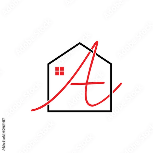 Obraz Letter A With House And Window Logo 004