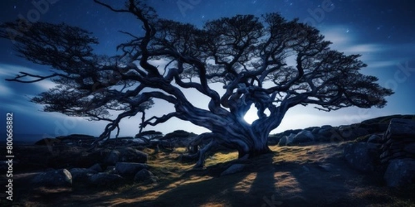 Fototapeta Majestic Tree Under Starry Night Sky