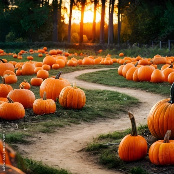 Fototapeta Pumpkin Patch at Sunset