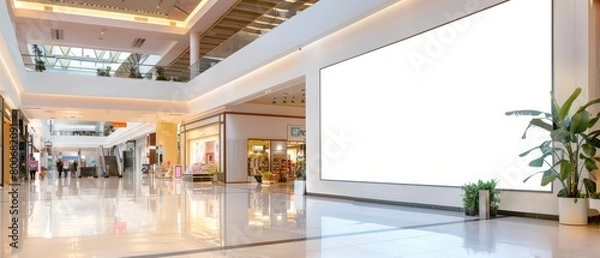 Obraz white blank screen mockup huge shopping mall center