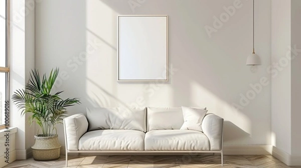 Fototapeta blame frame for mockup, frame hanging on a wall, beautiful, white space in frame, do not block frame