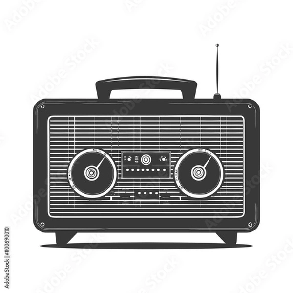 Obraz Silhouette old radio black color only full