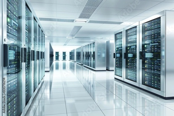 Obraz Clean and modern white data center server room