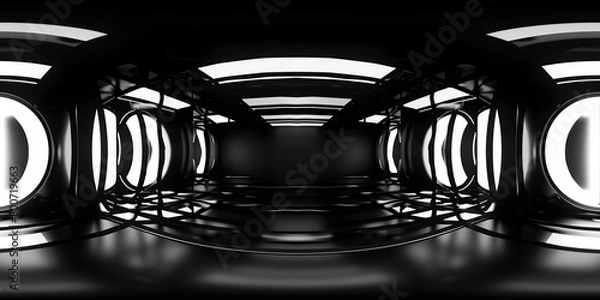 Fototapeta 12K HDRI ABSTRACT, PANORAMA, SPHERICAL, ENVIRONMENT, BLACK BACKGROUND, LED AND NEON LIGTH MODERN.