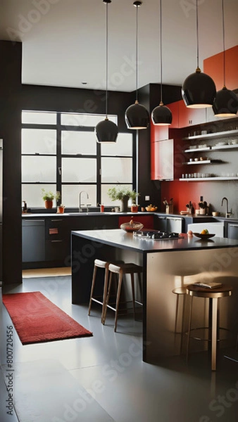 Fototapeta Vertical Avant-Garde Kitchen Extravaganza,  background for cellphone, mobile phone, ios, android, instagram stories	