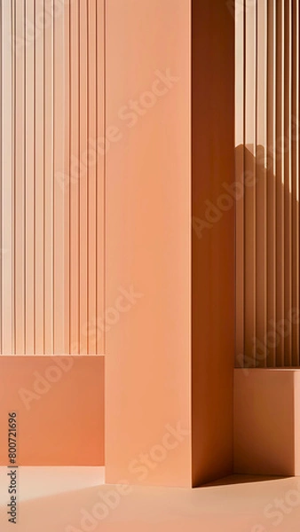 Fototapeta Vertical Peach Fuzz-inspired Interior: Serene Elegance, interior design, background for cellphone, mobile phone, ios, android, instagram stories
