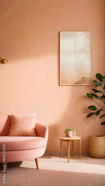 Fototapeta Vertical Peach Fuzz-inspired Social Media Setting: Whimsical Elegance, background for cellphone, mobile phone, ios, android, instagram stories