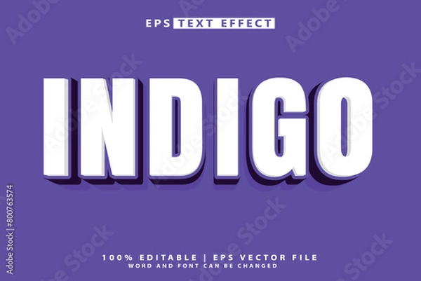 Fototapeta indigo eps 3d editable text effect, 3d text mockup,