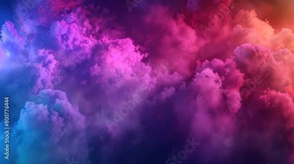 Fototapeta 3d render, abstract background of fantasy neon cloud. Colorful smoke