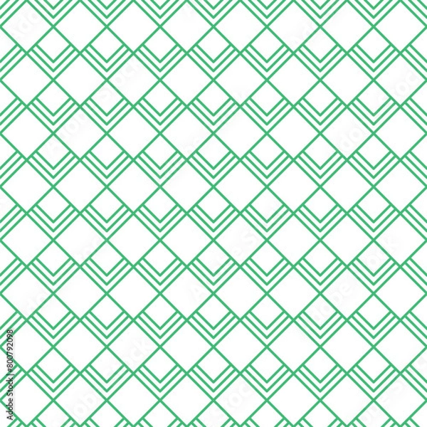 Fototapeta Green seamless geometric pattern with shapes