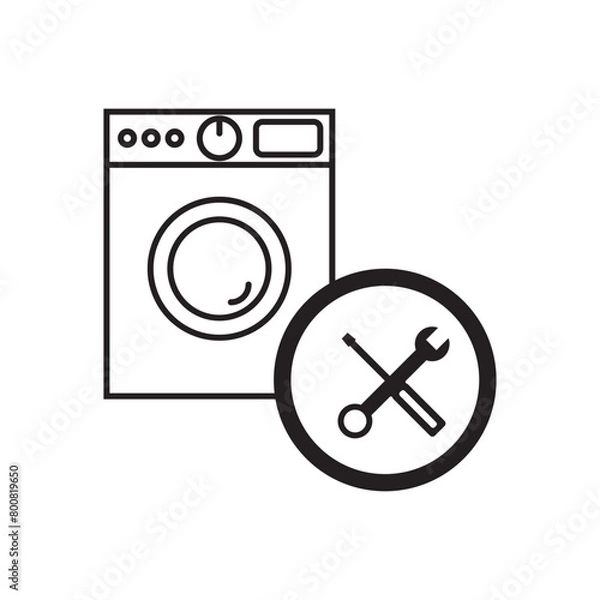 Obraz washing machine and tools sign. machine repair