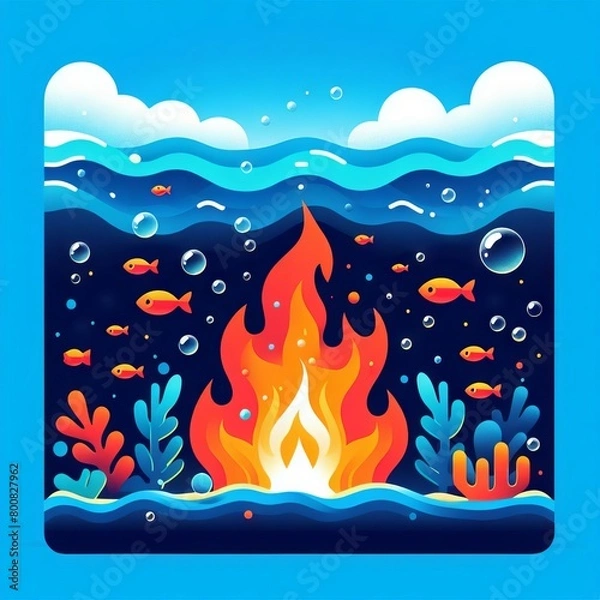 Obraz Fire under the ocean
