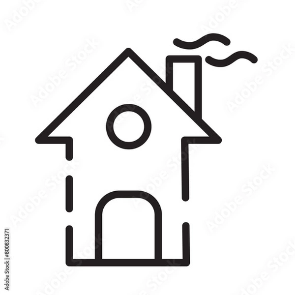 Obraz Winter Home Smoke Line Icon