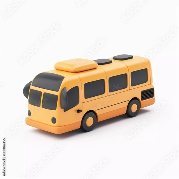 Fototapeta 3d vector bus icon. Simple minimal illustration isolated on beautiful white background