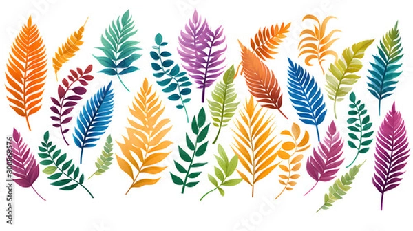 Fototapeta Digital vintage watercolor leaves  illustration abstract graphic poster web page PPT background